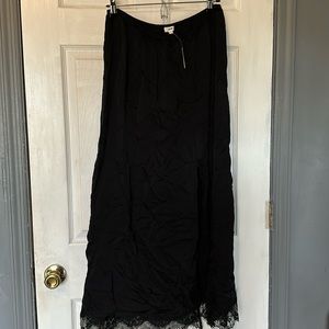 NEW* AERIE: Satin Maxi Skirt  with lace trimming